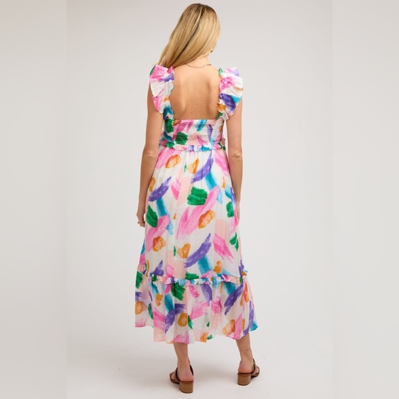 Pinkblush watercolor multicolor midi dress nwot - Picture 3 of 5